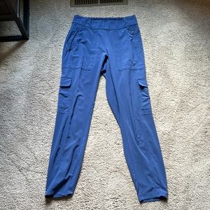 Athleta blue Brooklyn pants - cute zippers and cargo pockets